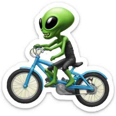 Alien rising a bike sticker