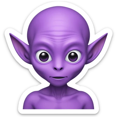 purple alien wear T-shirt sticker