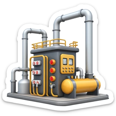 gas distribution station emoji style with a control building and pipelines sticker