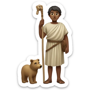 5th century shepherd boy with tunic and bear sticker