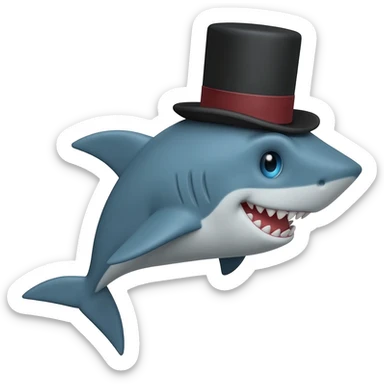 Shark with a top hat sticker