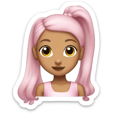 Ariana Grande with high ponytail in pink dress sticker