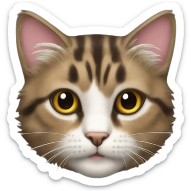 fluffy patched tabby coated cat sticker