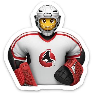 Hockey goalie with red and black equipment  sticker
