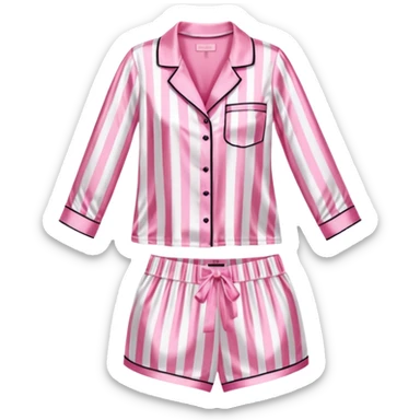Striped pink and white silk Victoria’s Secret pajama set sticker