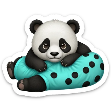 make a cute dark green panda with some furry cyan pjs laying down sticker