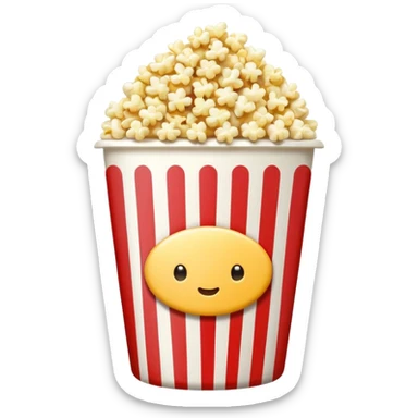 Popcorn in a striped cup with a TV sticker
