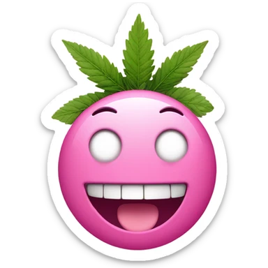 pink stoner smiley face emoji sticker