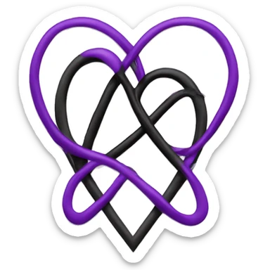 Purple heart with black, color infinity sign sticker