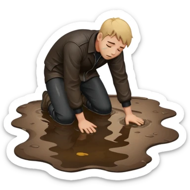 apple style emoji of a man who has fallen face down into a puddle sticker