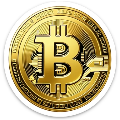 Bitcoin cryptocurrency gold coin with the B symbol sticker