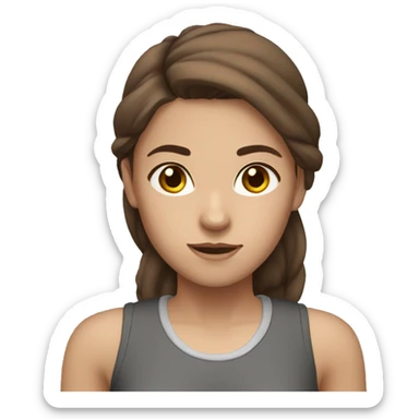 Girl with brown hair, brown eyes and gym clothes sticker