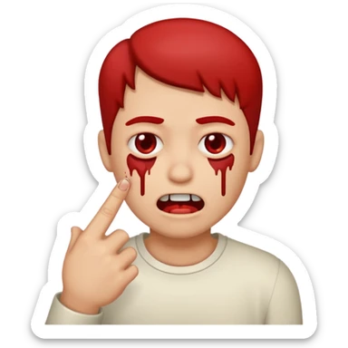 Finger bite face sticker