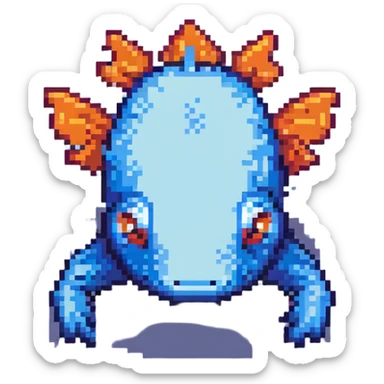 blue Minecraft axolotl, authentic blocky style and proportions, pixel art sticker