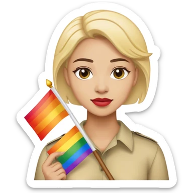 woman with lgbt flag sticker