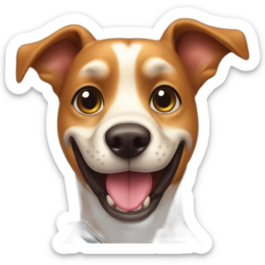 a funny dog smiling  seflie portrait holdong phone sticker
