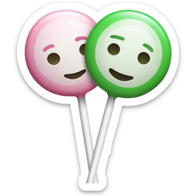 Two New Year's lollipops in white, green and pink sticker