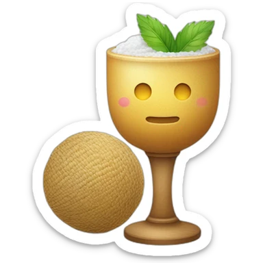 un goblet avec des bille de tapioca et tu the froid avec une paille sticker