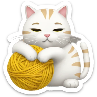 fat cat playing with a ball of yarn sticker