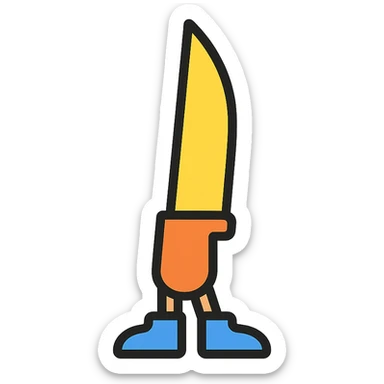 sharp object or character wearing blue shoes, visually striking style, clean lines, modern design sticker