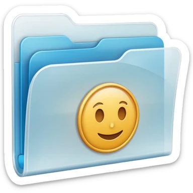 A **simple emoji-style icon** of a **transparent white plastic folder**, minimal and clean, with **rounded corners**, subtle translucency, soft shading, and a **small Choliseo de Puerto Rico arena symbol** on the front.
 sticker