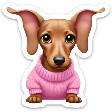 Dachshund in pink sweater sticker