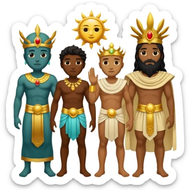 divine synergy between earth God, sun God, sea God and Death God sticker