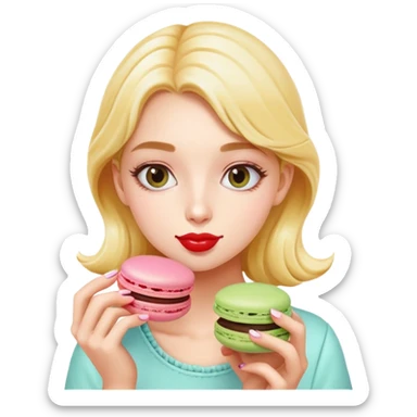 coolest girl eating the macaron sticker