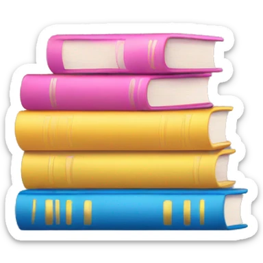 Pink yellow blue book stack sticker