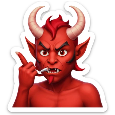 Creppy devil and shushing someone  🤫 like there figer over there mouth  like there lip is closed and the figers over sticker