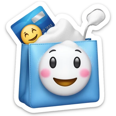 Happy emoji with a credit card and a bag of powder  sticker