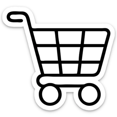 Shopping cart icon with wheels and handle sticker