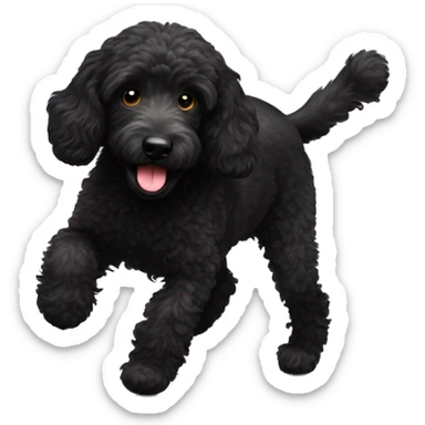 black labradoodle playing with a ball sticker