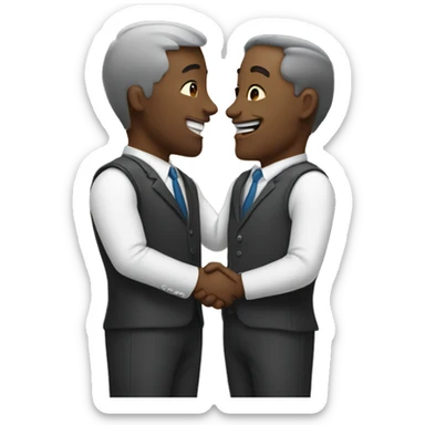Two men kissing and shaking hands sticker