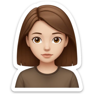 Pale girl brown hair and wearing brown shirt  sticker