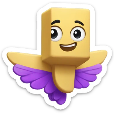 Yellow brick with purple wings sticker