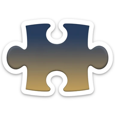 Puzzle piece emoji, primary color #11263B, subtle gradient with #E9CB76, high quality 3D style sticker