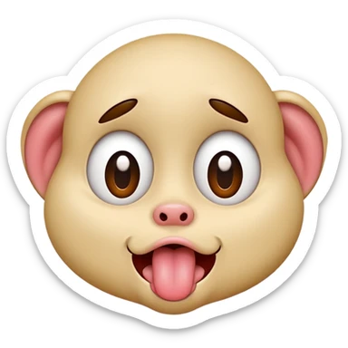 face with wide eyes and tongue out shaking sticker