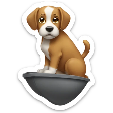 Now that the dog is clean the gravity is not strong enough to hold it down so it begins to float to town.  sticker