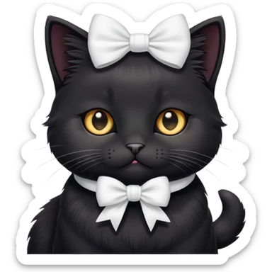 I want a cute black cat with a little bow in the head white bow sticker