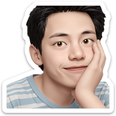 smiling boy in striped shirt sticker