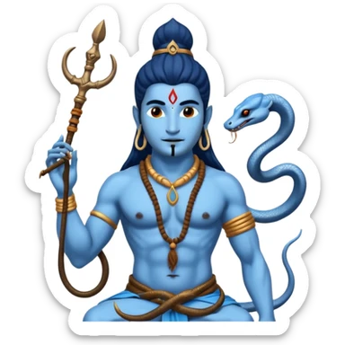 Mahadev real god  shiv not like cartoon  blue body and trishul and and had damru and nack around sanke  sticker