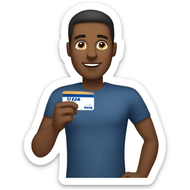 Man using visa debit card sticker