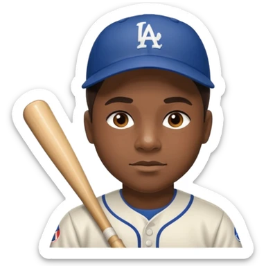 Jackie Robinson with dark brown hair sticker