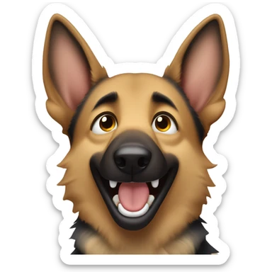 German shepherd laughing hysterically with tears coming out of their eyes  sticker