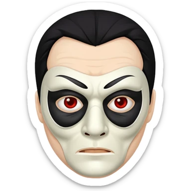 masked man, evil, serial killer, creepy, black hair, older sticker