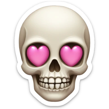 skull with pink heart eyes sticker