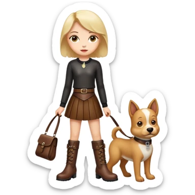 Girl dressed like a dog and in  leather skirt and boots sticker