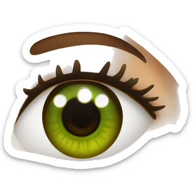 girl with eyelashes and a brown wolfcut, green eyes sticker