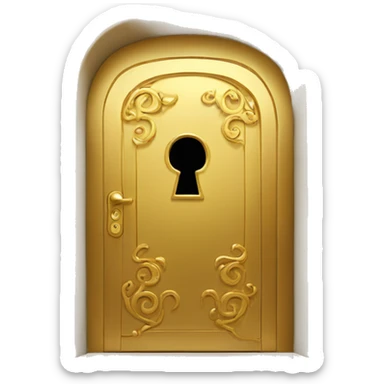 Golden door with golden designs with a keyhole sticker